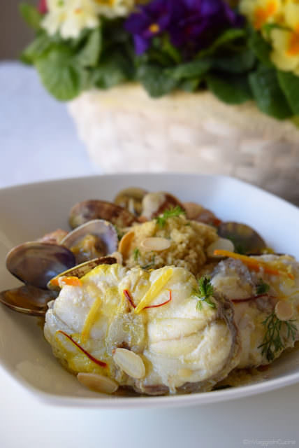 Cous cous con finocchietto, zuppetta di pesce, profumo di agrumi e di zafferano