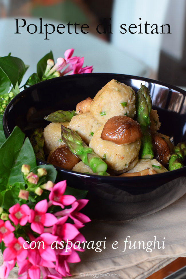 Polpette vegane con funghi e asparagi