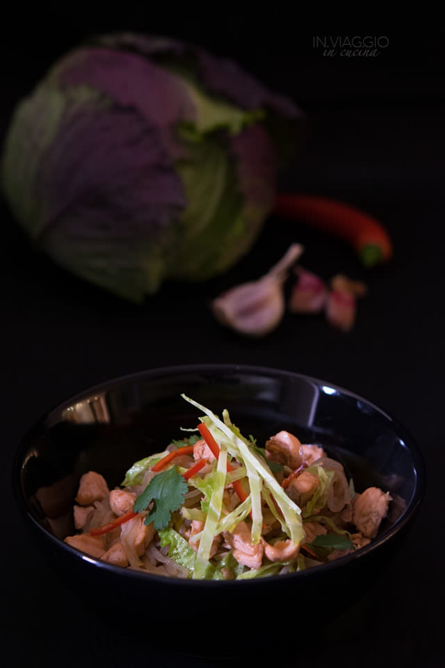 Shirataki noodles with salmon, Savoy cabbage and chilli pepper1 Shirataki noodles with salmon, Savoy cabbage and chilli pepper