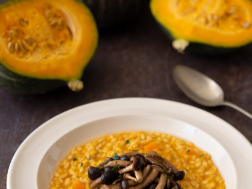 Barley risotto with pumpkin and black poplar mushrooms Barley risotto with pumpkin and black poplar mushrooms