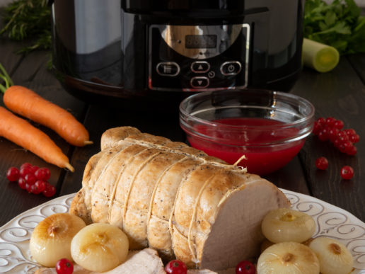 Slow-cooked pork roast with red currant sauce Slow-cooked pork roast with red currant sauce
