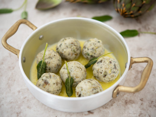 Artichoke gnudi with butter and sage Artichoke gnudi with butter and sage